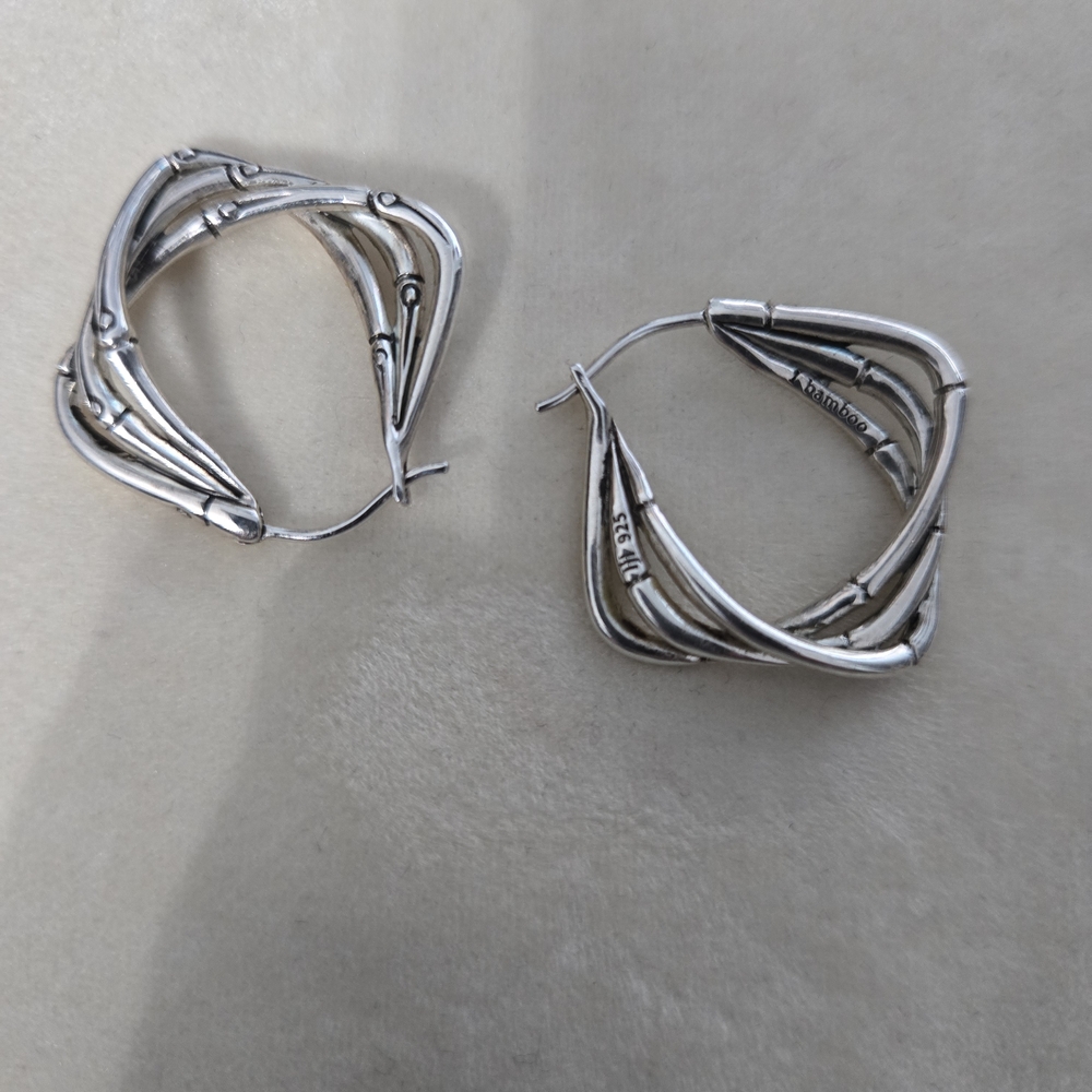 John Hardy Twisted Silver Earrings